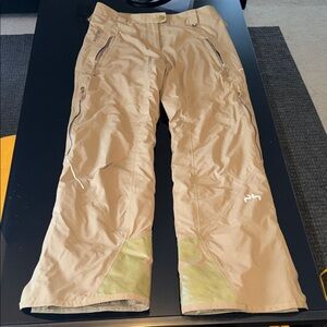 GORE-TEX snow pants Beige Wide Leg Pants with Olive Details